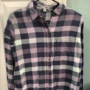 Sonoma Women's Plaid Button Down Shirt - Purple and Blue